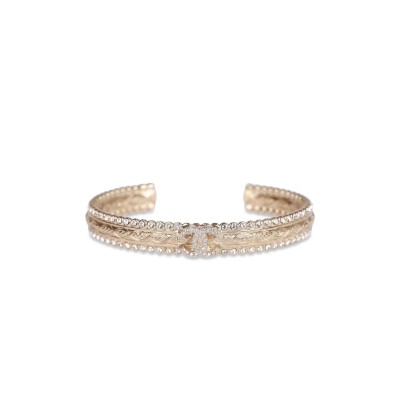 CHANEL CRYSTAL MANCHETTE CC GOLD CUFF BRACELET AB5843